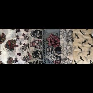 6 skull/bird/mustache scarves